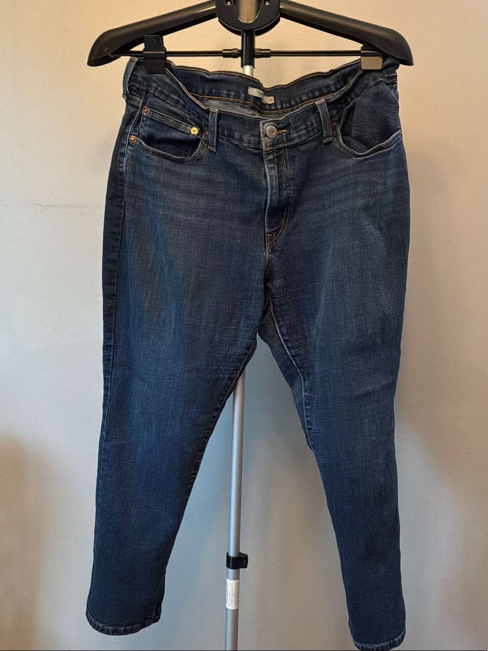 Levis Womens Boyfriend Jeans Dark Wash‎ Blue Stretch Denim 33 W33 L27 19887-0164
